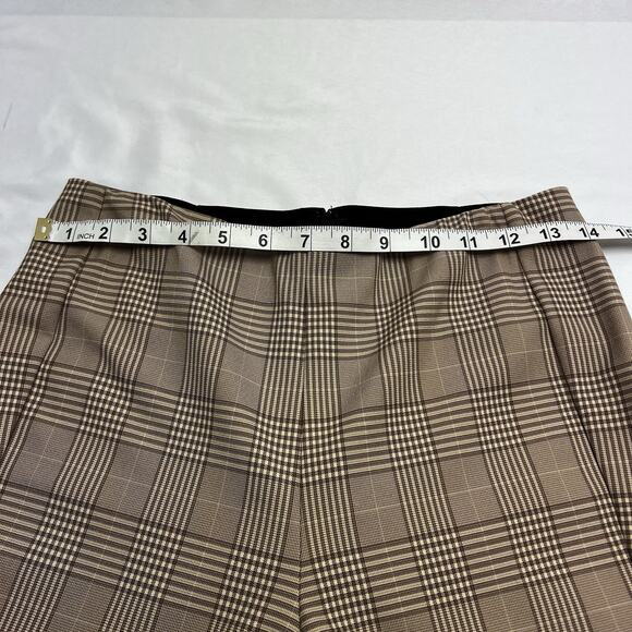 Rag & Bone Polly Pants Women's 6 Tan Plaid Ankle Cropped Straight Leg Back Zip - Picture 7 of 9